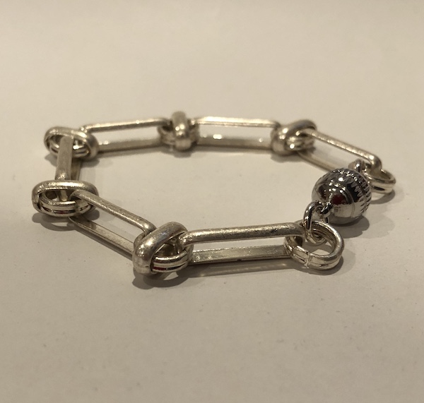 Silver mixed link bracelet with magnetic closure