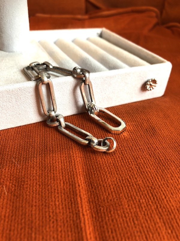 Worn silver finish chain bracelet